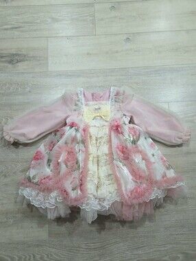 Fancy Pink Floral Toddler Dress Layered Roses Formal Fluffy Birthday Wedding